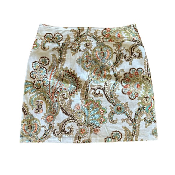 CAbi casual paisley comfort summer cruise wear vacation cotton blend skirt size8 - Picture 5 of 13